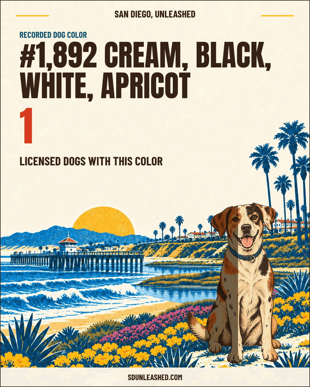 Cream, Black, White, Apricot share card