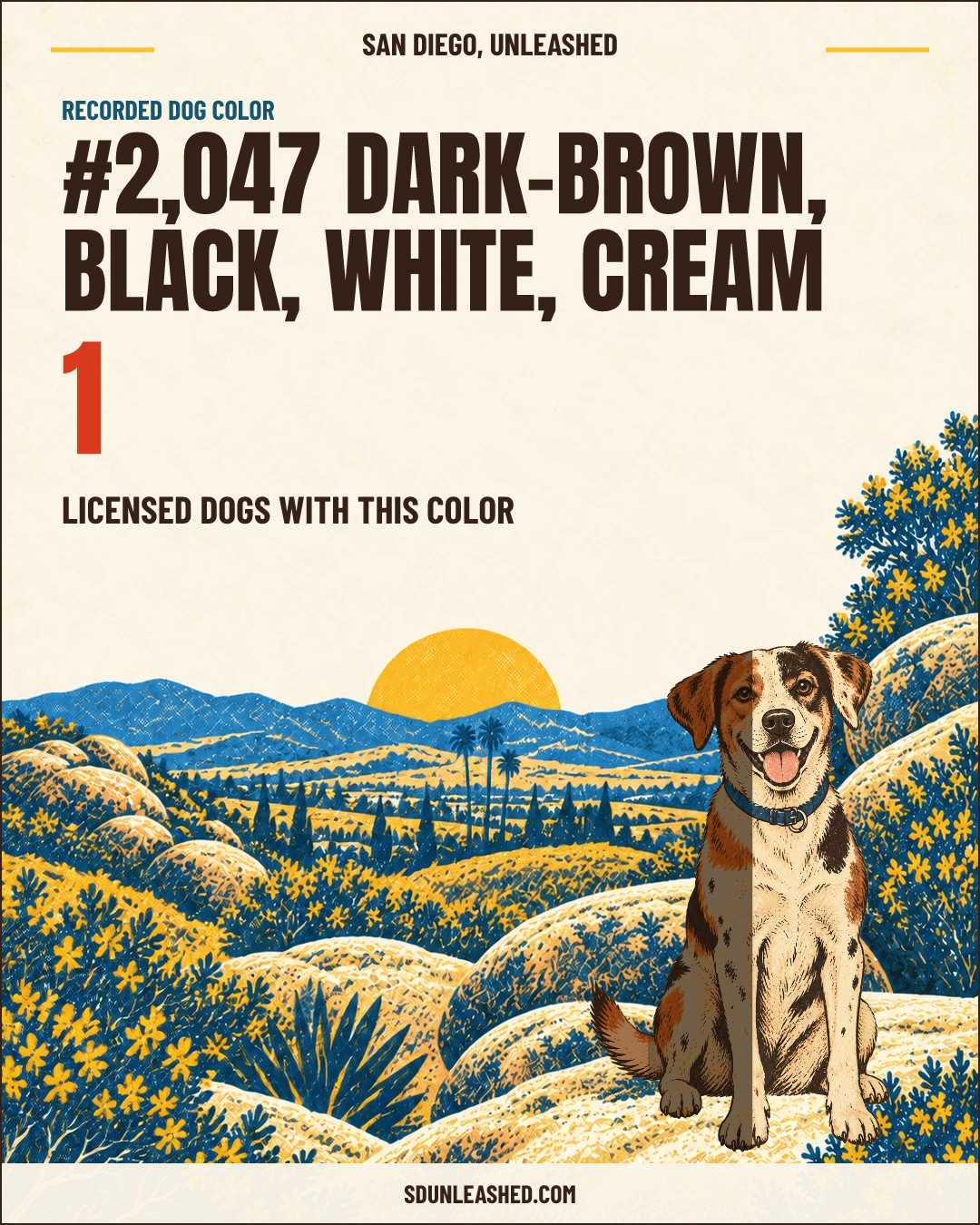 Dark-brown, Black, White, Cream share card
