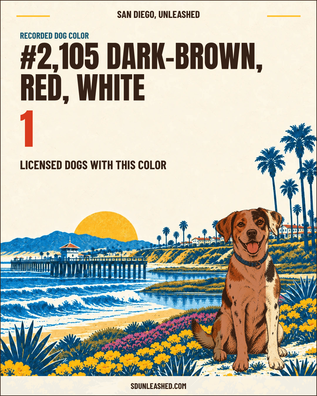 Dark-brown, Red, White share card