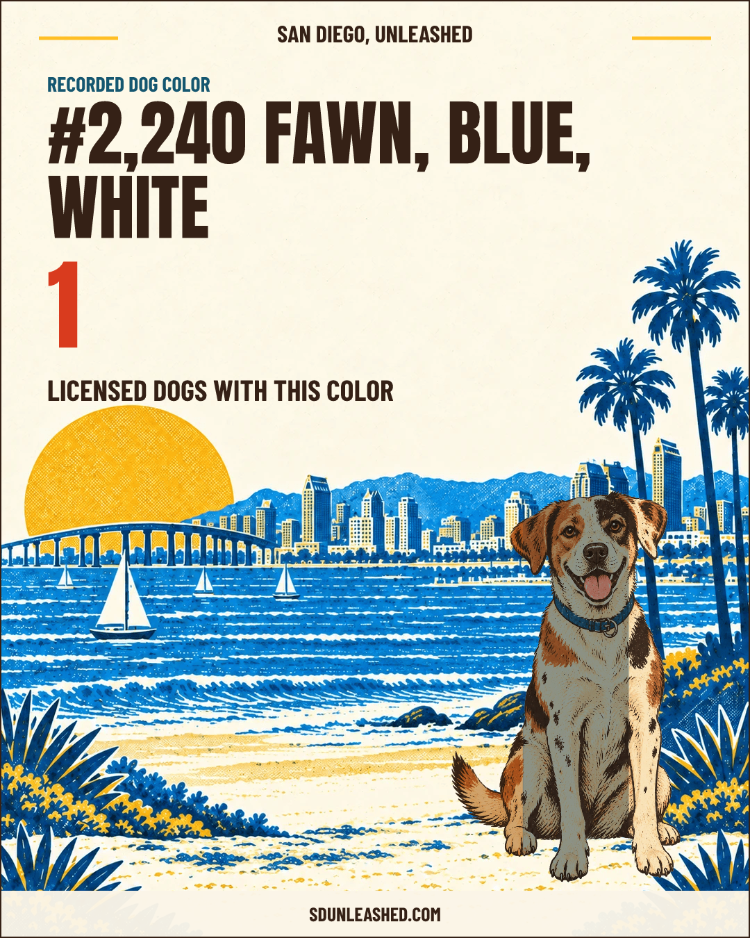 Fawn, Blue, White share card