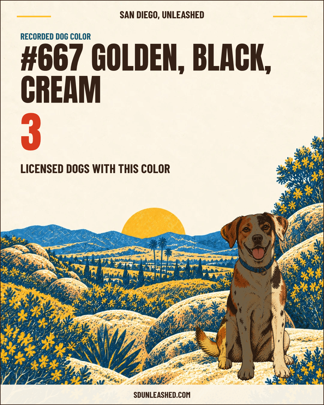 Golden, Black, Cream share card