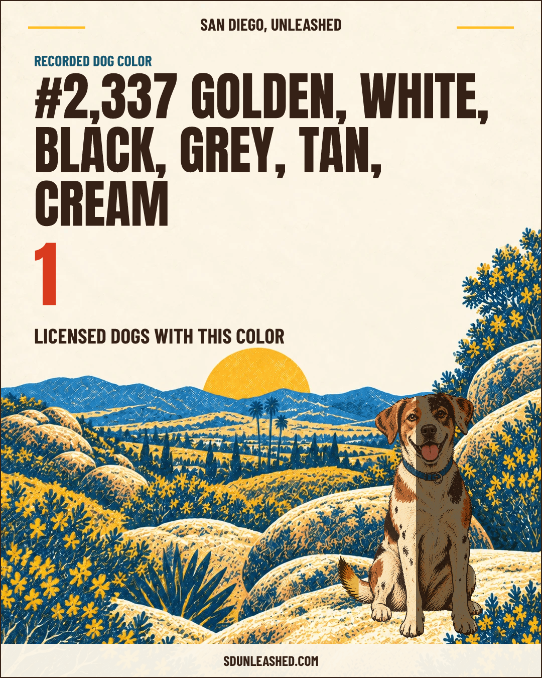 Golden, White, Black, Grey, Tan, Cream share card