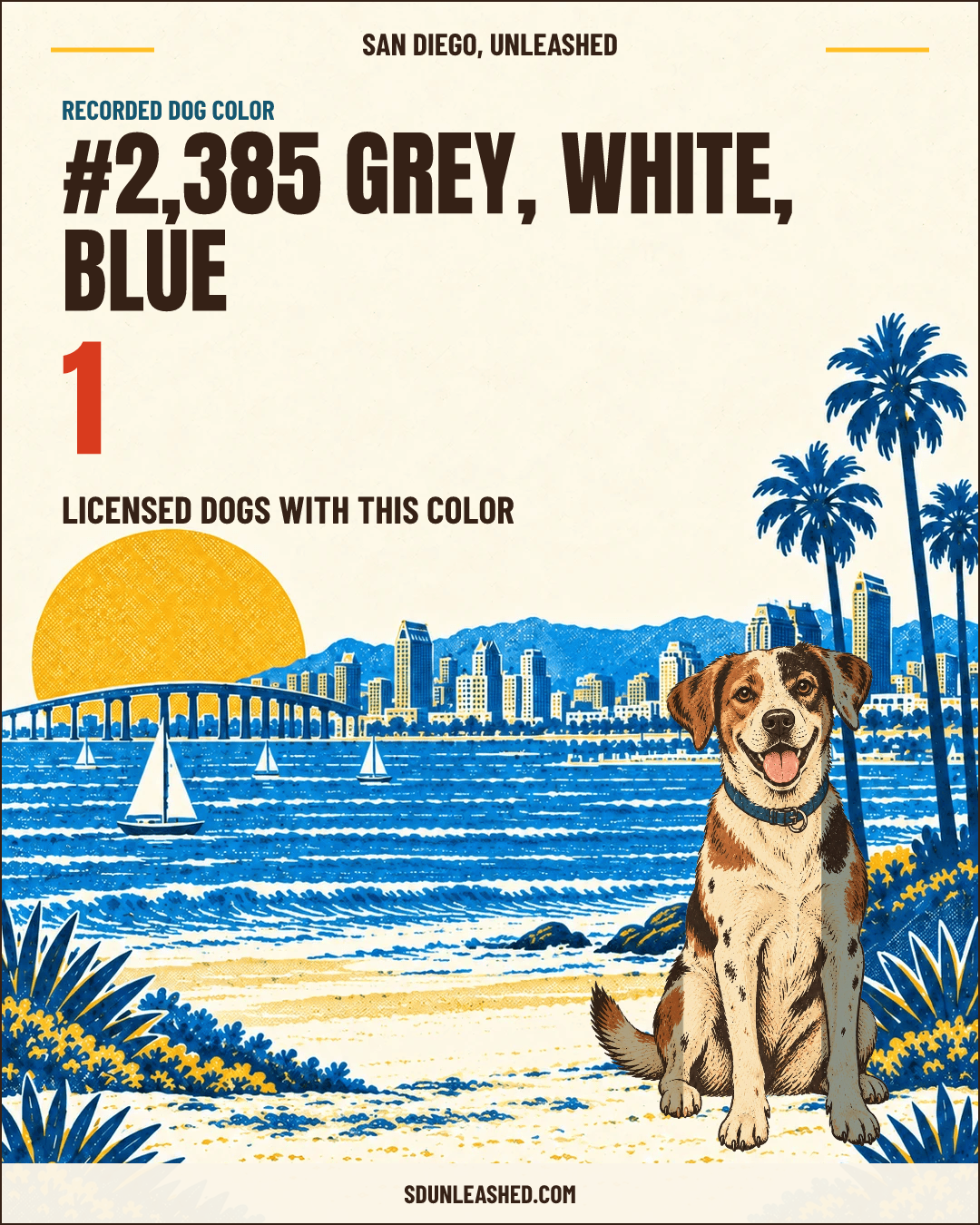Grey, White, Blue share card