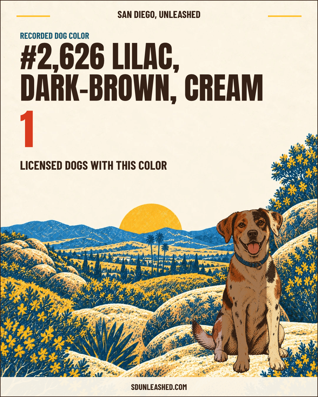 Lilac, Dark-brown, Cream share card