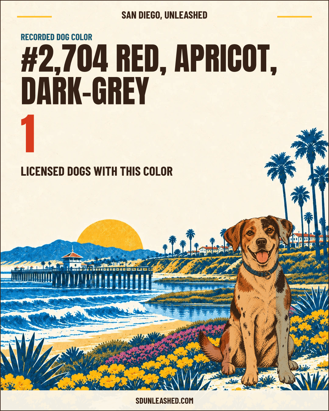 Red, Apricot, Dark-grey share card