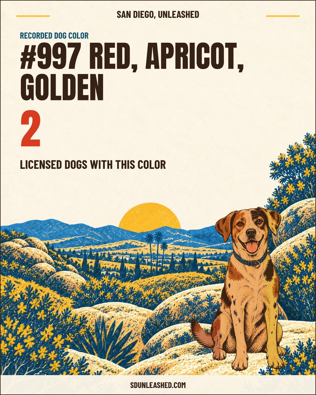 Red, Apricot, Golden share card