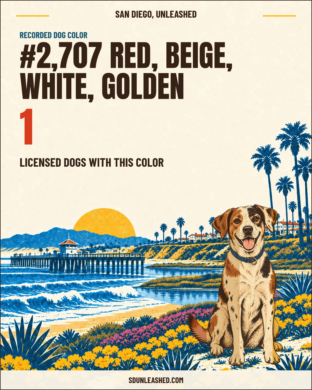 Red, Beige, White, Golden share card