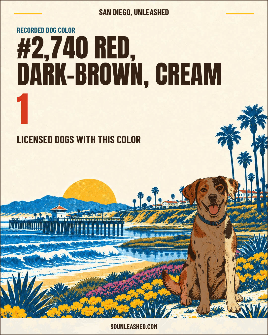 Red, Dark-brown, Cream share card
