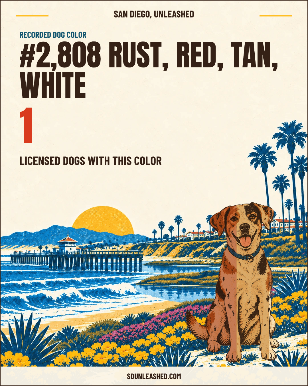 Rust, Red, Tan, White share card