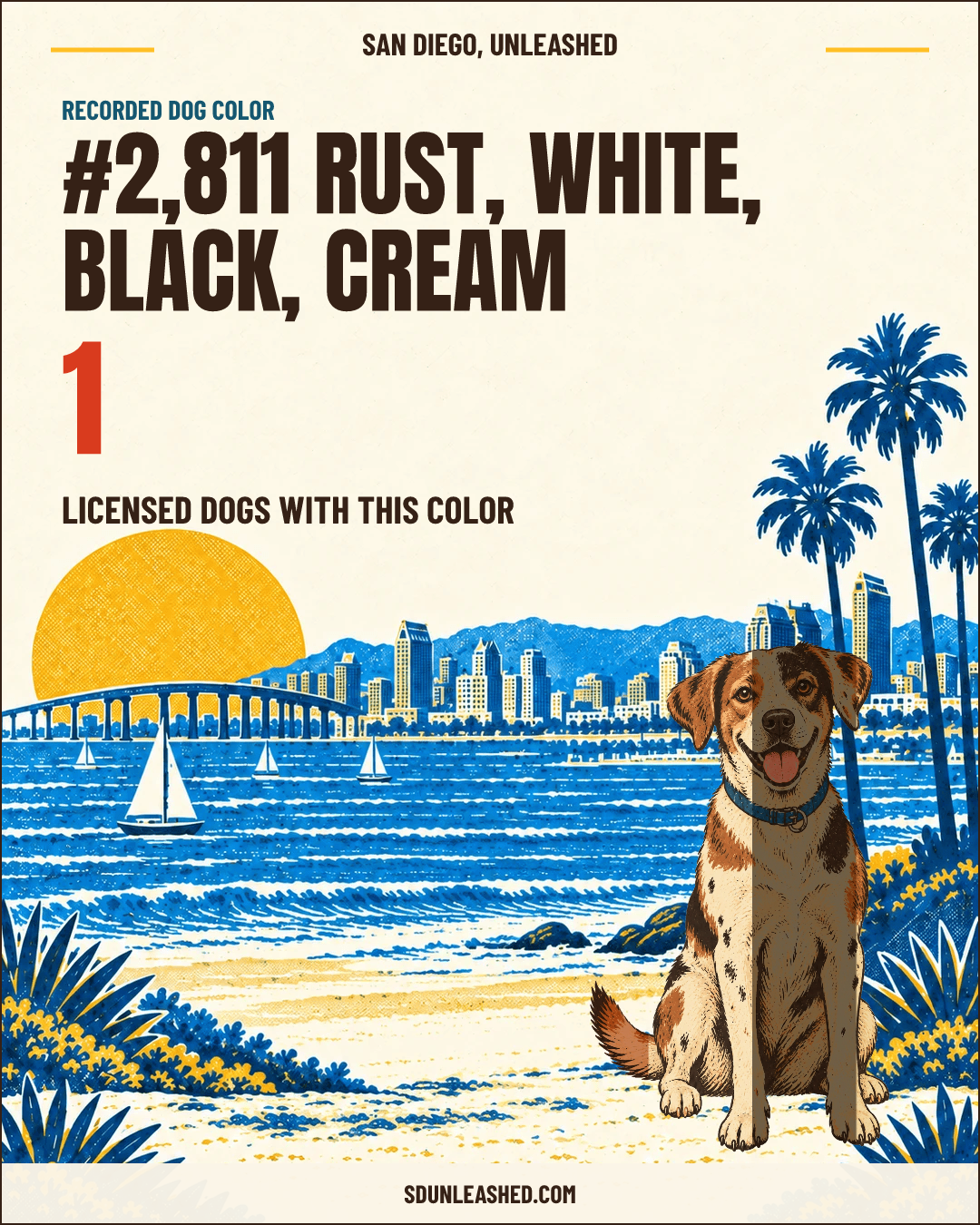 Rust, White, Black, Cream share card