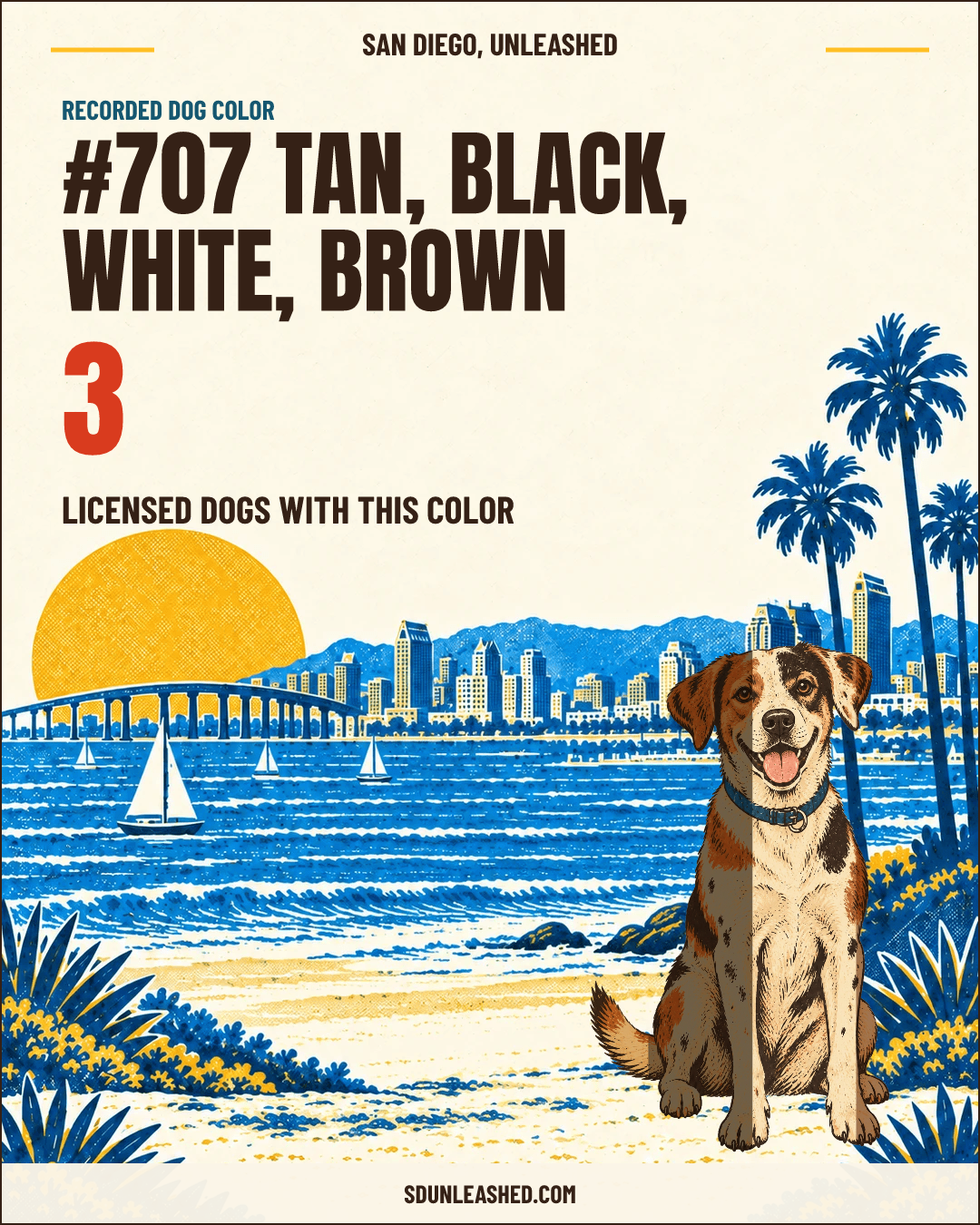 Tan, Black, White, Brown share card