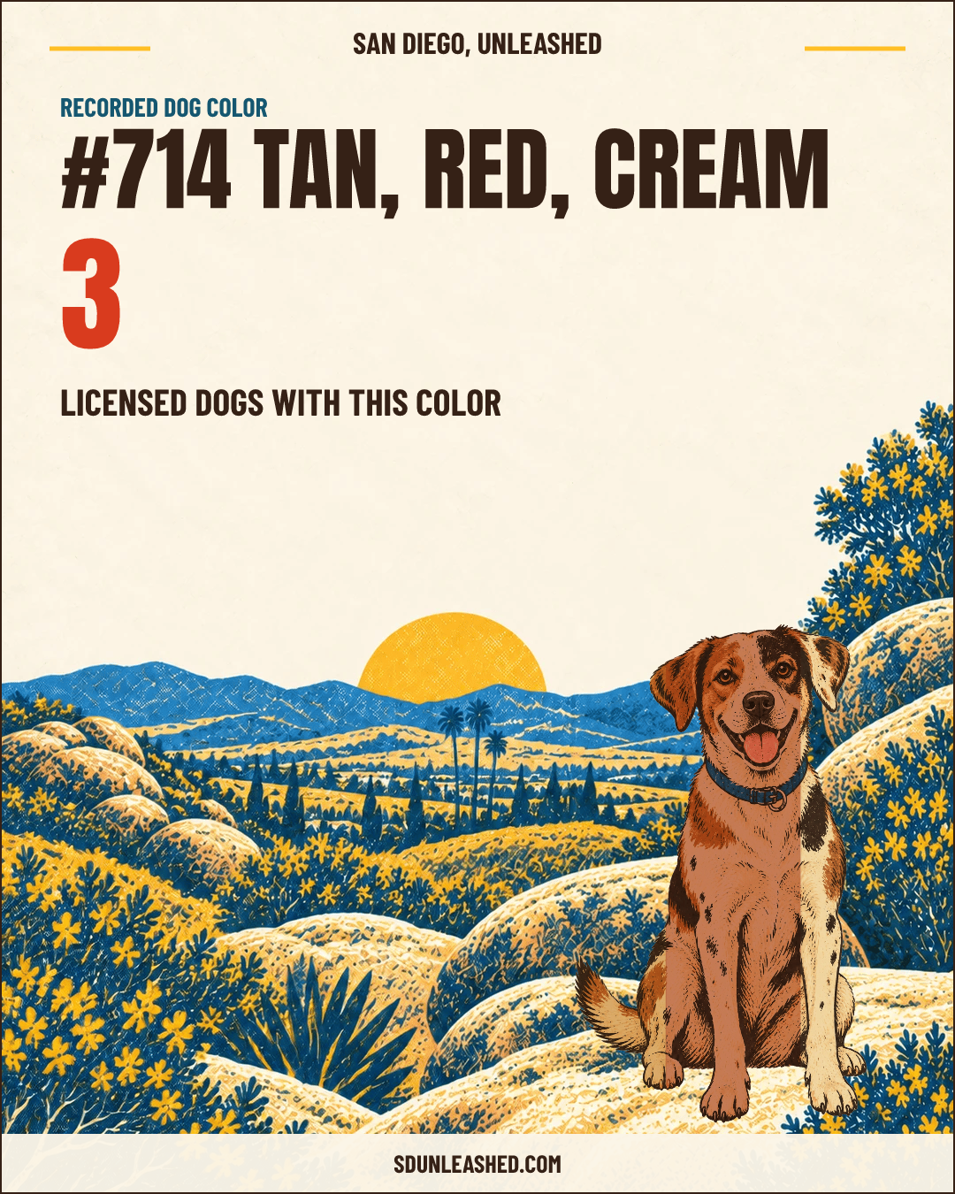 Tan, Red, Cream share card