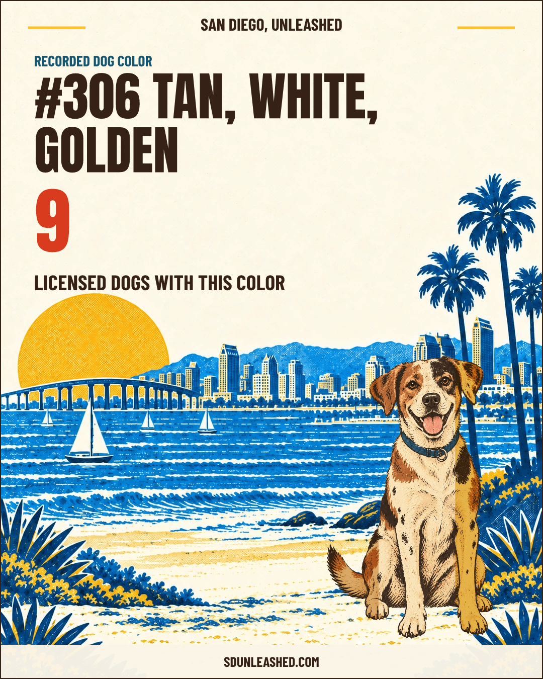 Tan, White, Golden share card