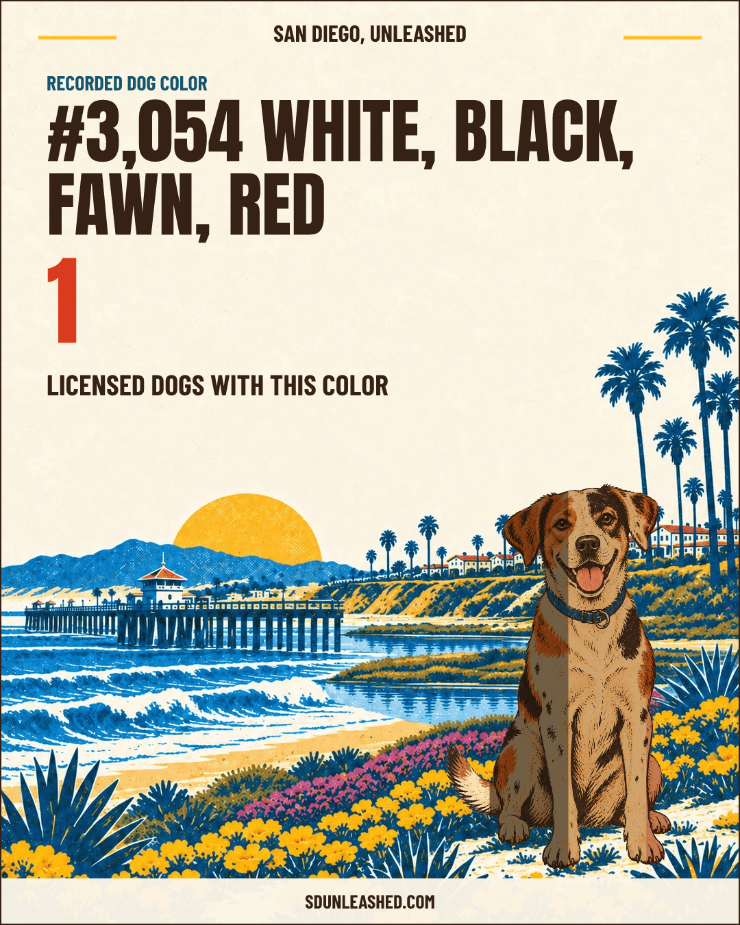 White, Black, Fawn, Red share card