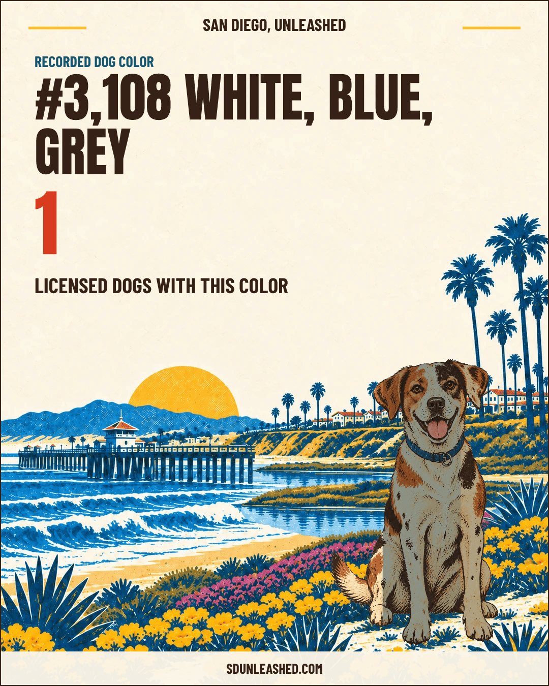 White, Blue, Grey share card