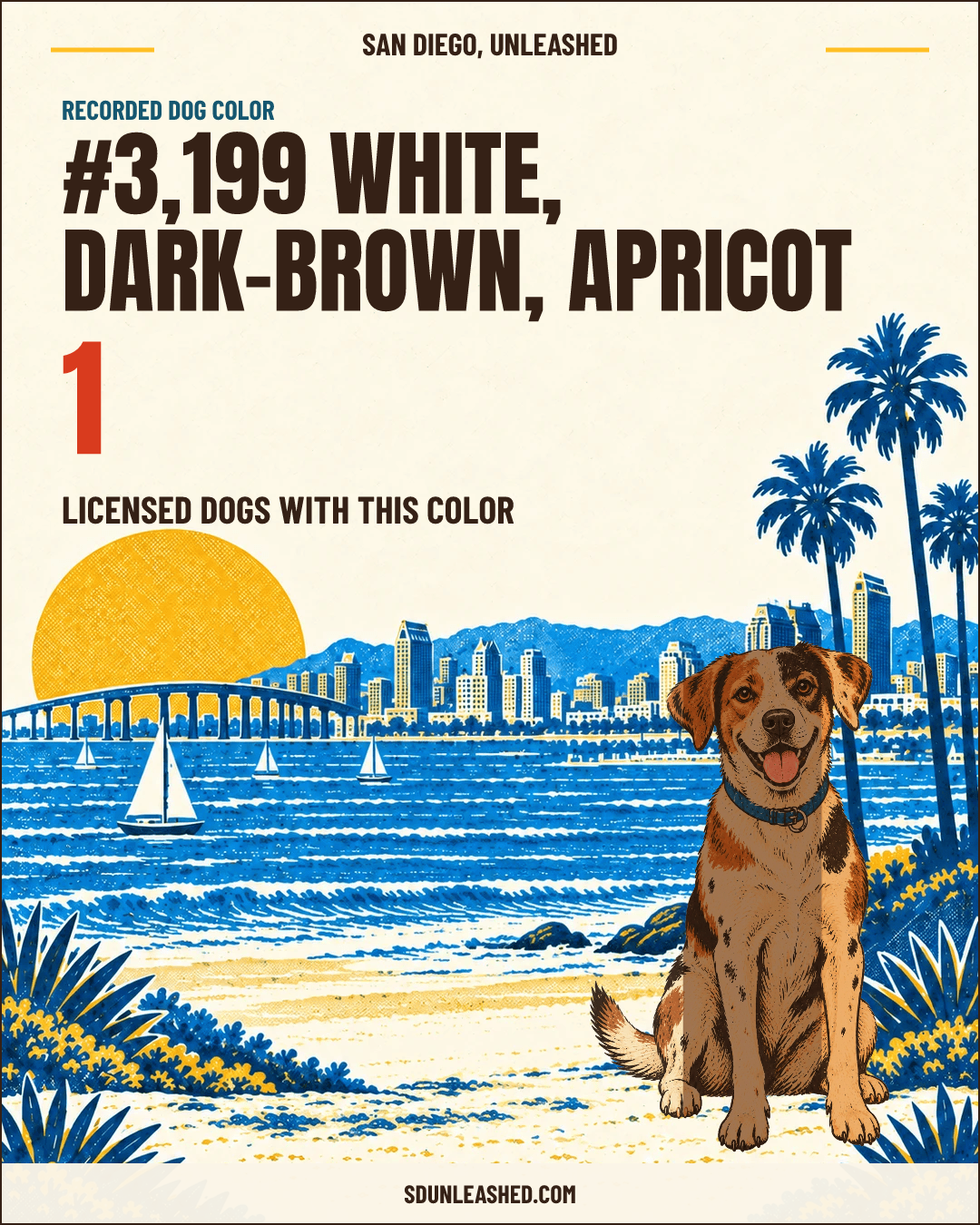 White, Dark-brown, Apricot share card