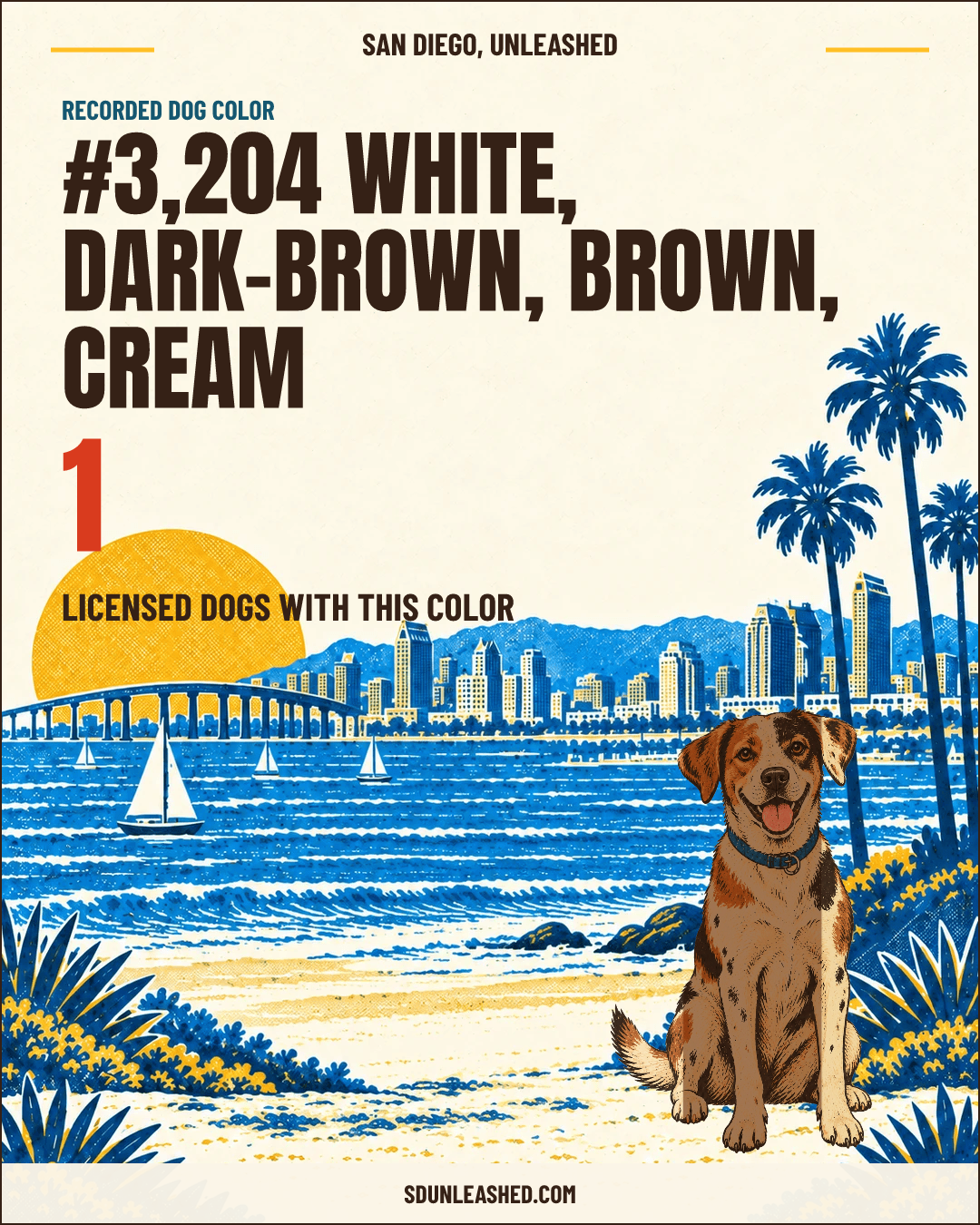White, Dark-brown, Brown, Cream share card