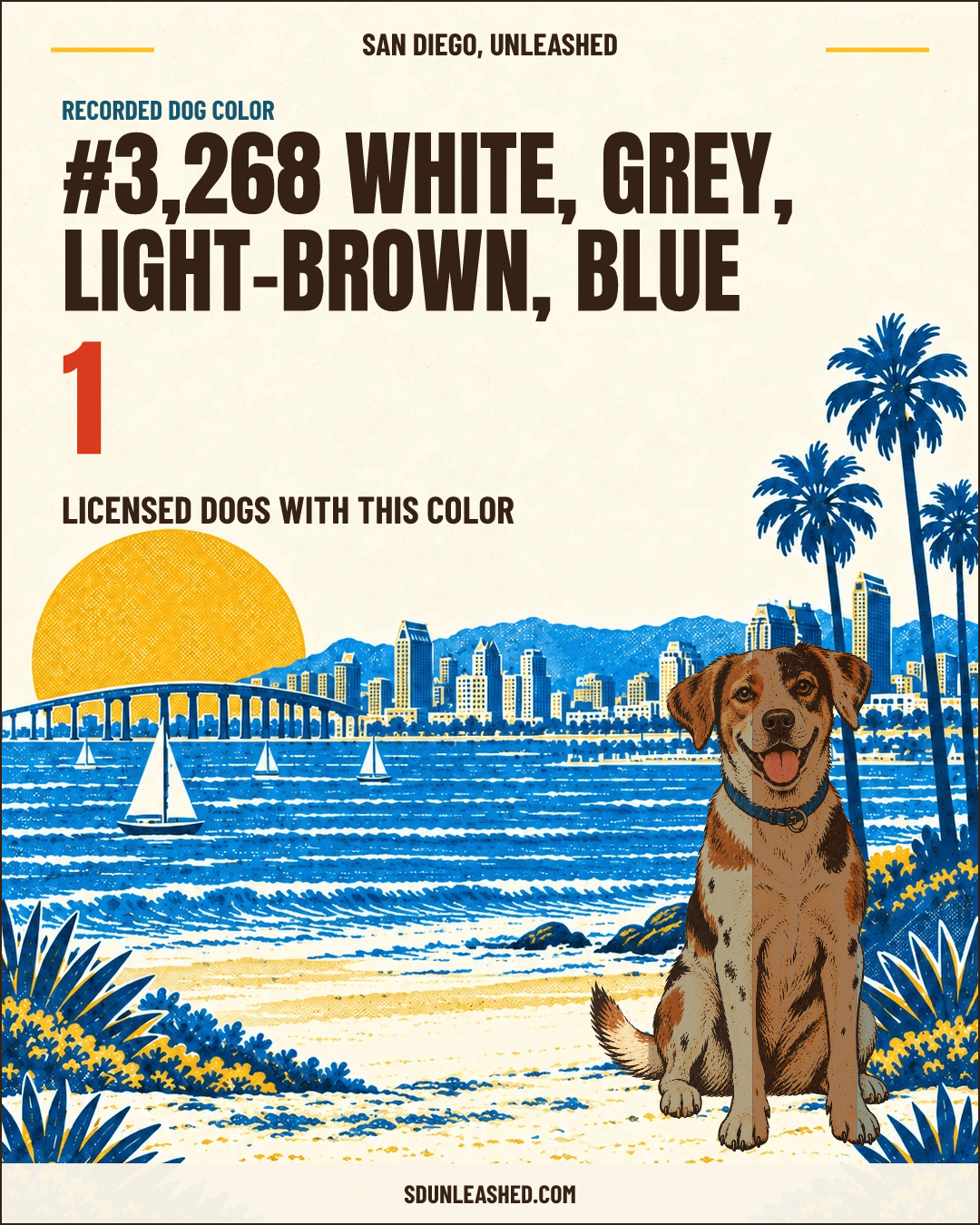 White, Grey, Light-brown, Blue share card
